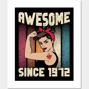 Awesome since 1972,50th Birthday Gift women 50 years old Birthday Posters and Art